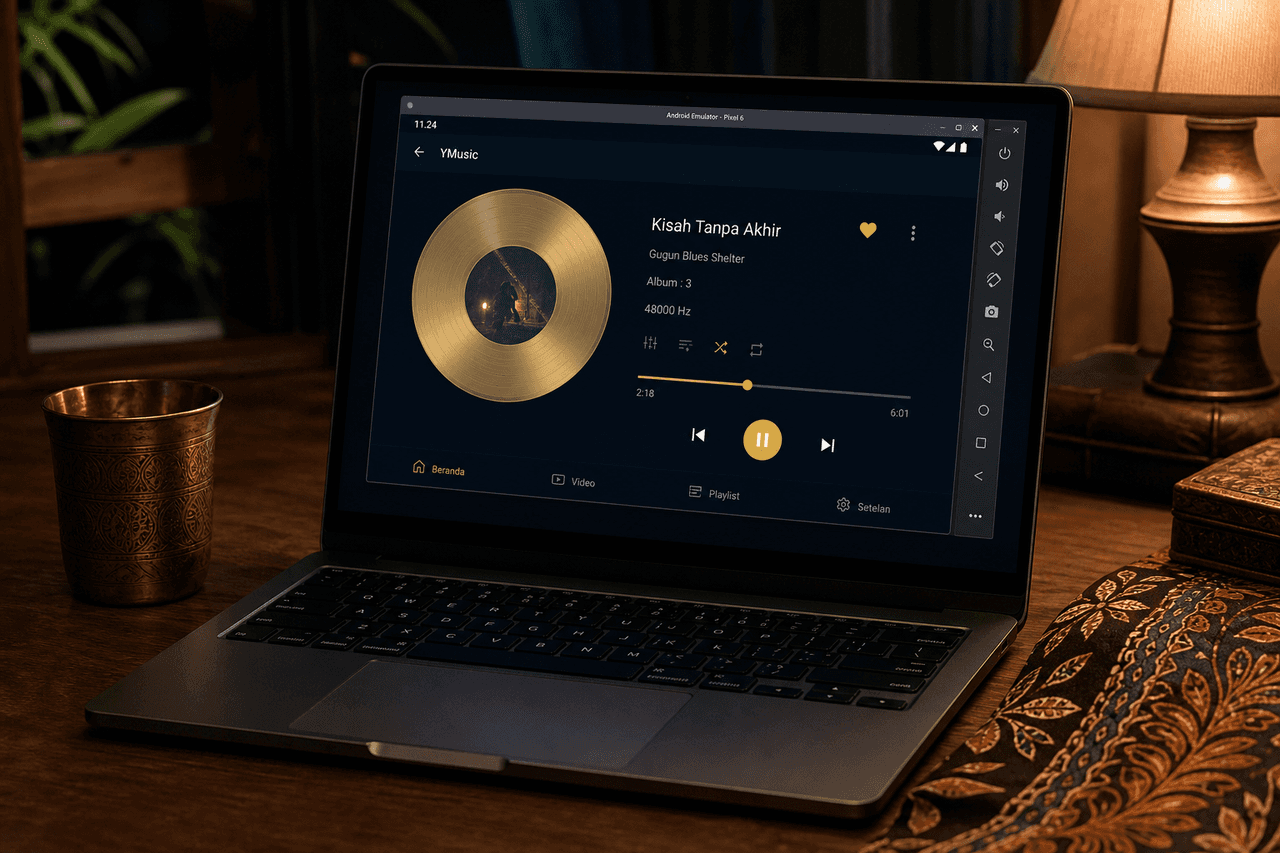 YMusic running on a PC via emulator