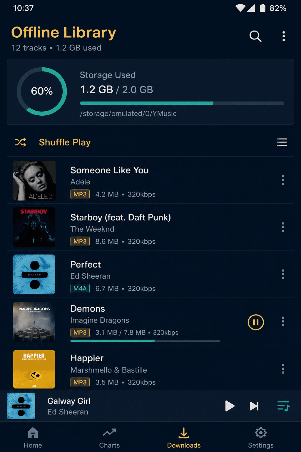 Offline library with MP3 and M4A