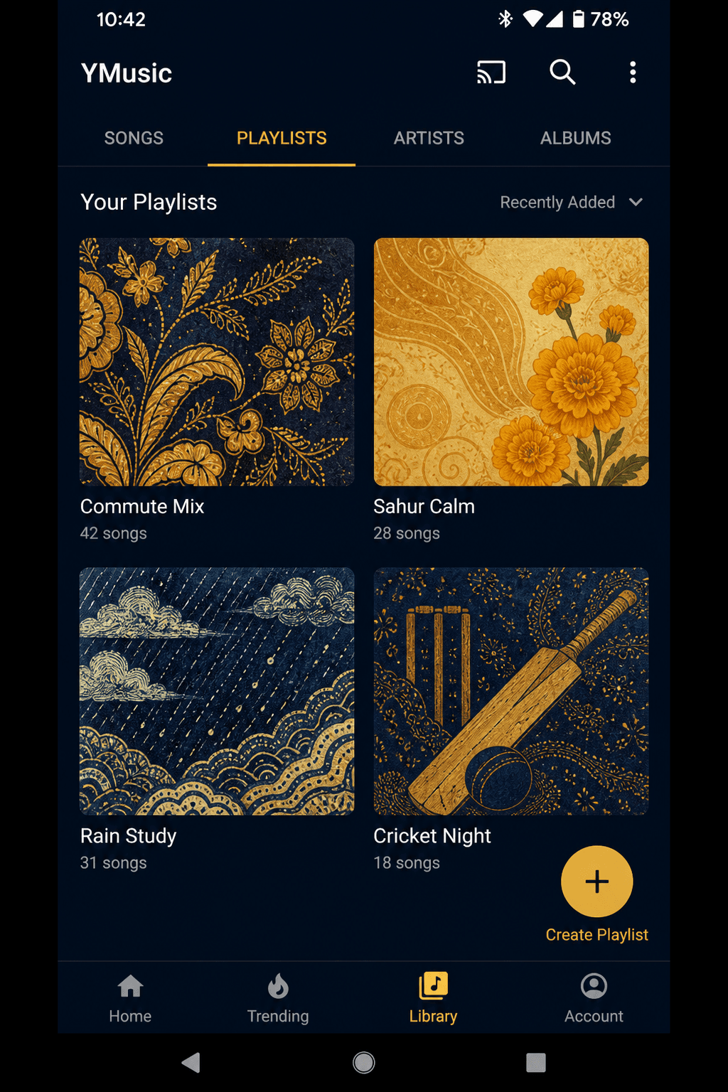 Playlists for commute, rain, and night study
